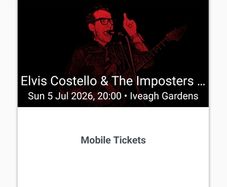 Elvis Costello tickets x 2