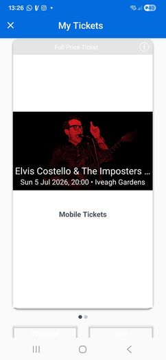 Elvis Costello tickets x 2