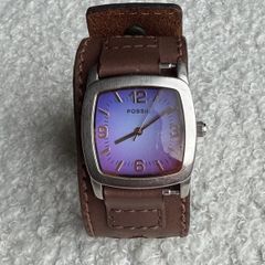 Fossil Wide Cuff Watch | Vintage Style Leather Strap | Brown | Unique Statement Watch