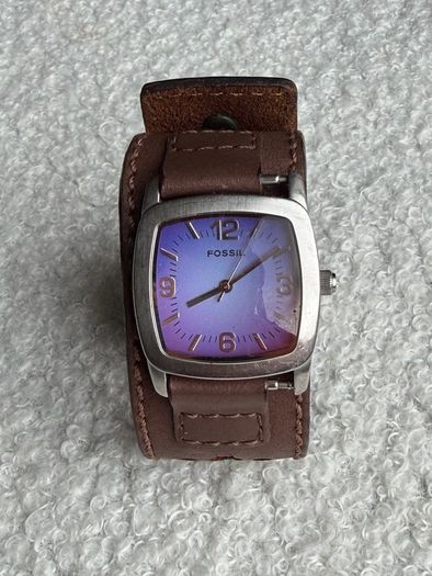Fossil Wide Cuff Watch | Vintage Style Leather Strap | Brown | Unique Statement Watch
