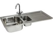 Stainless Steel Kitchen Sink Basin &amp; Victoria Tap, Reversible, 105cm x 18cm x 50cm