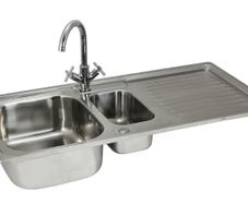 Stainless Steel Kitchen Sink Basin & Victoria Tap, Reversible, 105cm x 18cm x 50cm