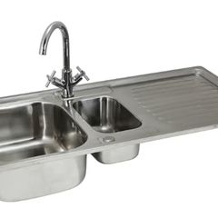 Stainless Steel Kitchen Sink Basin & Victoria Tap, Reversible, 105cm x 18cm x 50cm