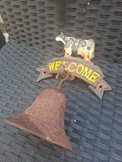 Vintage outdoor garden "WELCOME" cast iron Bell