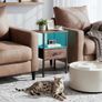 Bedside Table Set of 2 with Charging Station, Small Side Table with LED Lights, Nightstand Image 8