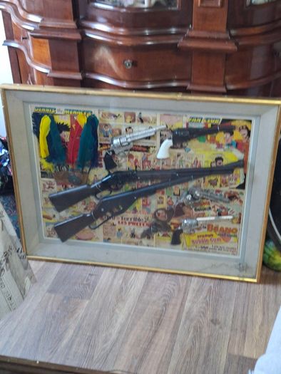 Very Large Old Collectors Toy Gun Display, this has to be Collected as is very big and has glass front.,
