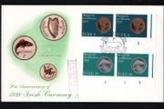 1978 Ireland 50th Anniversary of Ireland's First Coinage in 1928 Commemorative Stamps 8p &amp; 10p Plate Block of 2 Illustrated Hibernian First Day Cover (FDC)