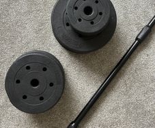 Gym barbell and 3 sets of weights