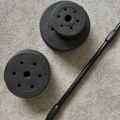 Gym barbell and 3 sets of weights