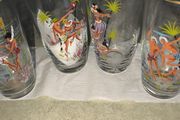 SET of  4 vintage charm to your collection with this delightful 1950s enamelled dancing figure drinking glass or tumbler.