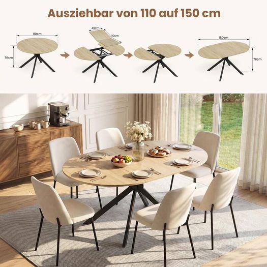 Extendable Dining Table 4-6 People  110-150 x 76cm