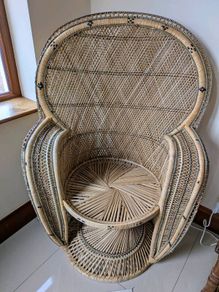 Vintage wicker peacock chair - mid century.