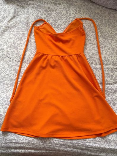 Orange halter neck dress