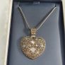Antique sterling silver jewelled heart pendant mounted on mother of pearl base necklace Rrp 250 Image 4