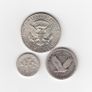 USA, Kennedy Half Dollar 1964, Quarter Dollar,&  Dime 1956, 90% silver coins,(no. G12) Image 2