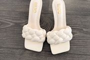 EGO white braided mule heels