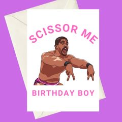 AEW The Acclaimed Anthony Bowens Scissor Me Birthday A5 Card