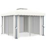 Gazebo with Curtain and String Lights 3x3 m Cream White Image 5