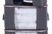 Large Capacity Clothes Storage Bag Organizer with Reinforced Handle Thick Fabric for Comforters, Blankets, Bedding, Foldable with Sturdy Zipper, Clear Window, 3 Pack (MULTIPLE COLOURS AVAILABLE)