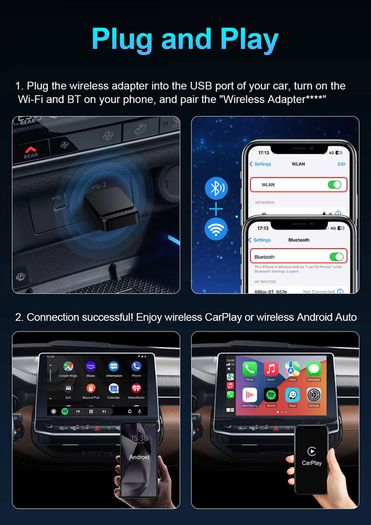 2 in 1 Wireless CarPlay Android Auto Adapter Apple Car play Dongle Mini Ai Box