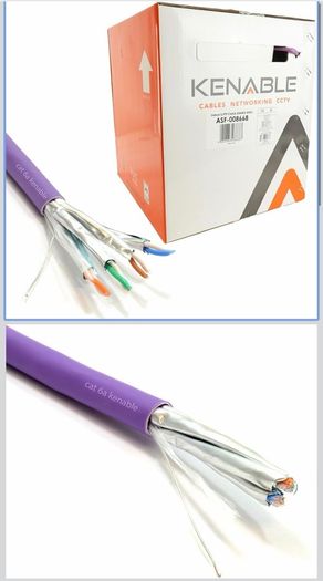 kenable Cat6A S/FTP Network Cable Reel | 10 Gigabit Ethernet | Solid Copper LSZH Low Smoke | Shielded