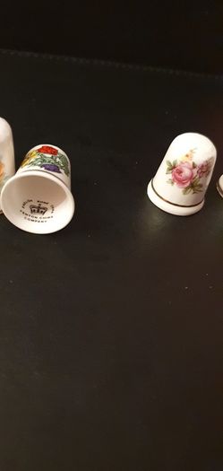 Collection of Flower Themed Gold Coloured Edged Thimbles