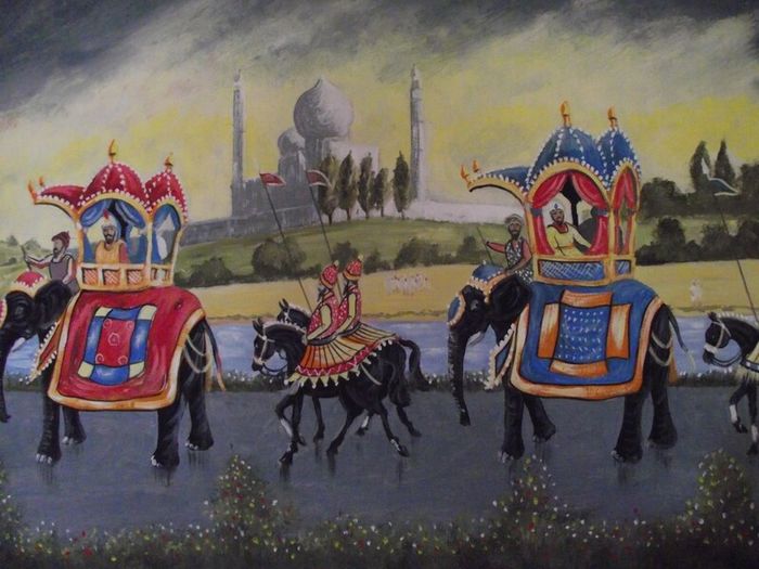 Indian Royal procession Painting - Signed B. McMullan