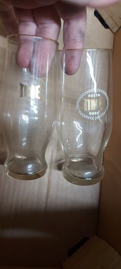 2 x time 1/2 pint glasses extremely rare,,buyer collects, to fragile to post