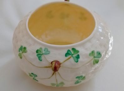 Belleek Ireland Shamrock Sugar Bowl