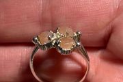 Sterling Silver Ring with Peach Coloured Stones Size P
