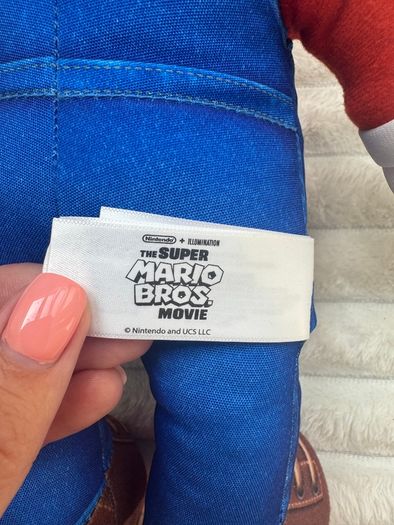 Nintendo The Super Mario Bros. Movie Mario Poseable Plush approx. 14 Vinyl Head Used Please see pictures