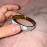 Mother of Pearl Brass Bangle Bracelet MOP Panel Boho Image 8