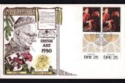 1980 Ireland Anniversaries: Birth Centenary of Sean O'Casey. Irish Art (Gold Painting No 57) Patrick Scott Commemorative Stamps Pairs Illustrated Hibernian First Day Cover (FDC)