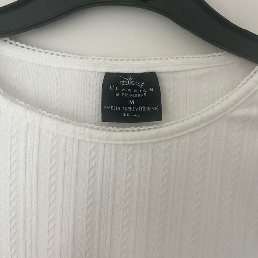 Disney Classics x Primark Bambi Ribbed Long Sleeve White Crop Top -  Size M