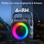 Karaoke Machine with Two Wireless Microphones, Portable Karaoke Machine for Adults & Kids, Portable Bluetooth Speaker with PA System, LED Lights, Supports TF Card/USB, AUX in, FM, USB,TWS (Black) Image 9