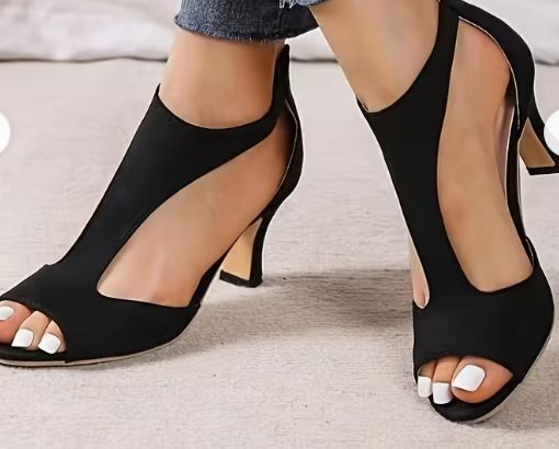 Elegant Black Peep-Toe Shoes