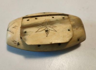 19th Century Horn Scrimshaw Snuff Box