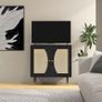 Bohemian kitchen sideboard storage cabinet, double doors with 2 shelves, rattan front, 80 x 38 x 79 cm, black Image 5