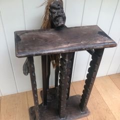 Hand Carved African Wood CD Holder Side Table