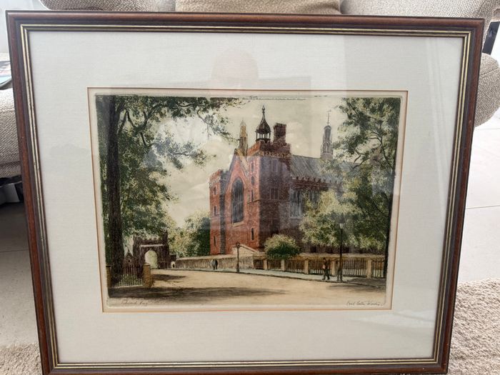 Signed Colour Etching by Cecil Tatton Winter & Edward King of St Clement Danes, London