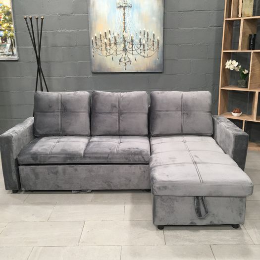 grey velvet sofa with Storage Free delivery