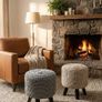 Handmade Chunky Knit Pouf with Wooden Legs Scandi / Boho Style Image 3