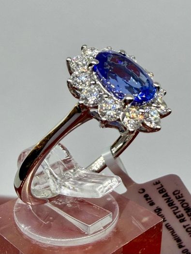 Diamond 950 Platinum AAA Tanzanite & Lab Grown Diamond