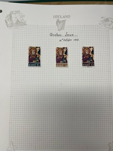 1971-1972 Ireland Definitive (Gerl series) and Commemorative used including flaws/ errors in Green 4-ring binder