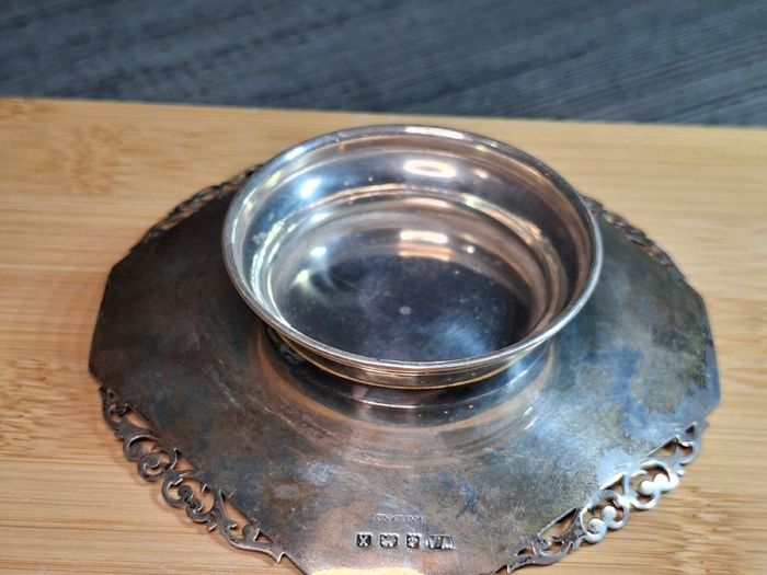 Antique Silver scrollwork footed dish. Hallmarked Birmingham