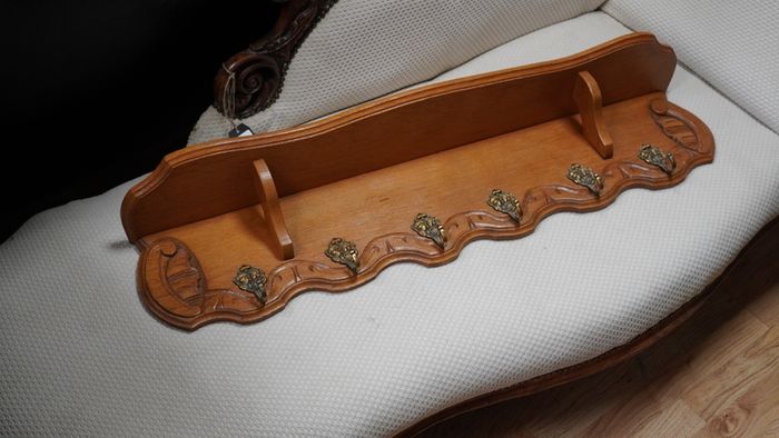 French Carved Oak Wall Coat Rack