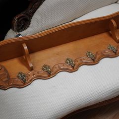 French Carved Oak Wall Coat Rack