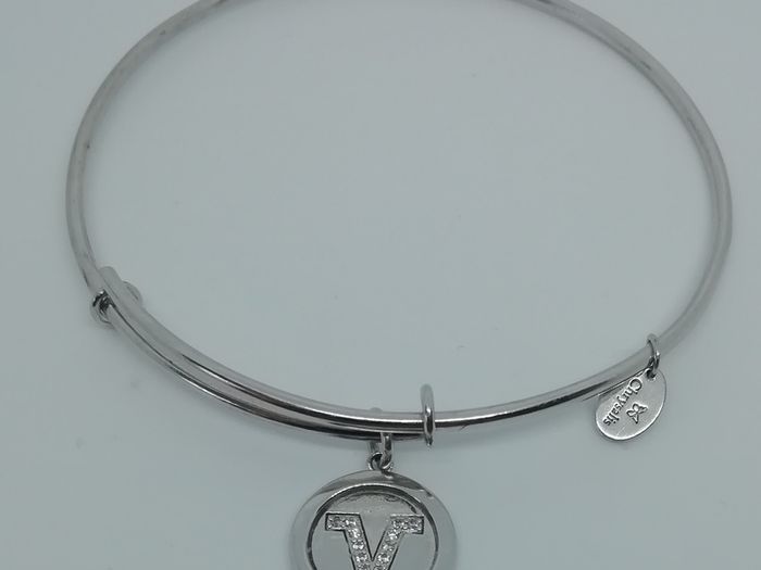 Chrysalis Rhodium Plated Silver Expandable Initial 'V' Bangle New Without Tags CAN POST