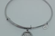 Chrysalis Rhodium Plated Silver Expandable Initial 'V' Bangle New Without Tags CAN POST