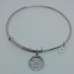 Chrysalis Rhodium Plated Silver Expandable Initial 'V' Bangle New Without Tags CAN POST